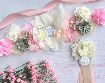 Nala Lion King Baby Shower Maternity Sash,Mom To Be Corsage ,Mommy and Daddy Pins