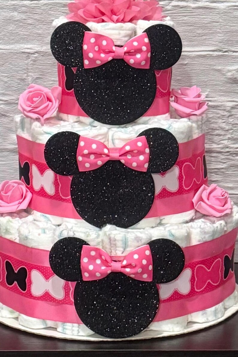 Minnie Mouse Diaper Cake Baby Shower, Baby Shower Centerpieces ...