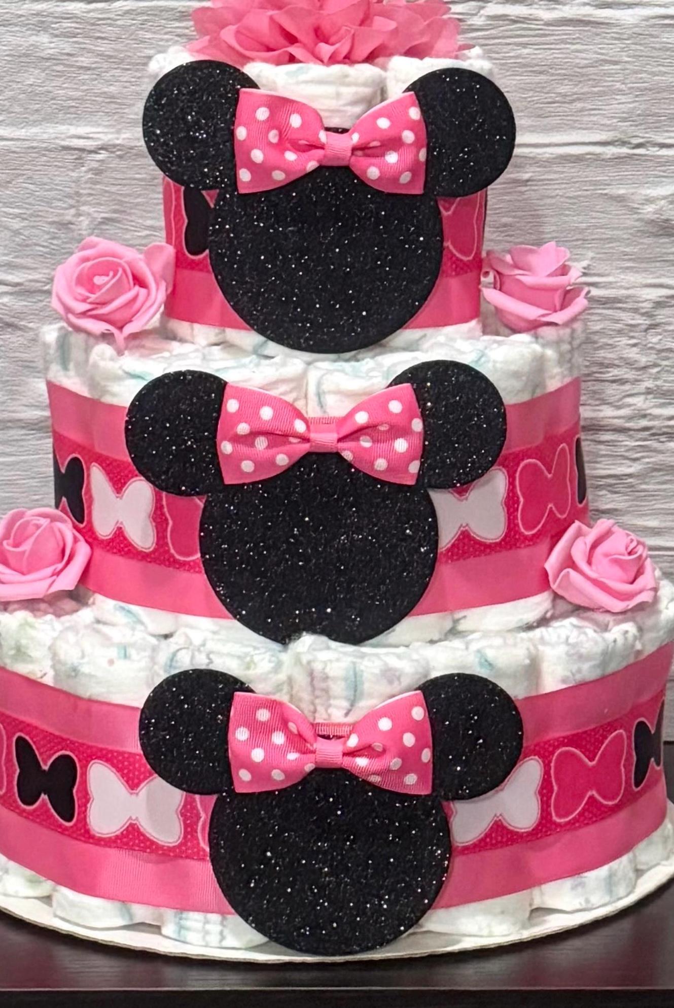 Minnie Mouse Diaper Cake Baby Shower, Baby Shower Centerpieces ...