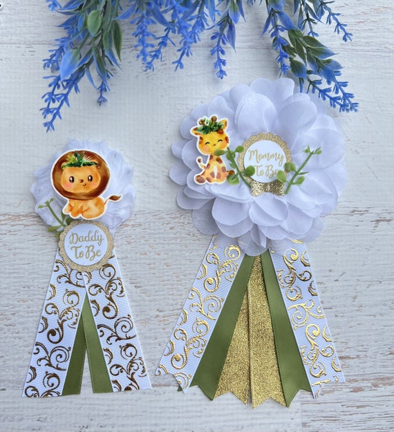 Safari Baby Shower Corsage Pin Safari Baby Shower Pin Mommy to be Pin Mommy Ribbon Jungle Baby Shower Pin Mommy Corsage Safari Pin