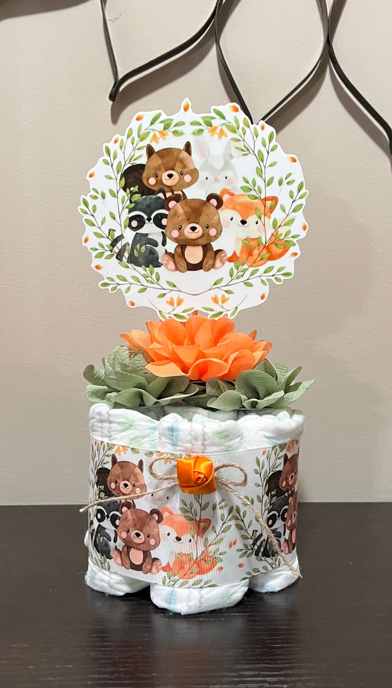 Set of 3 Woodland Baby Shower Diaper Cake Boy Woodland Centerpieces ...
