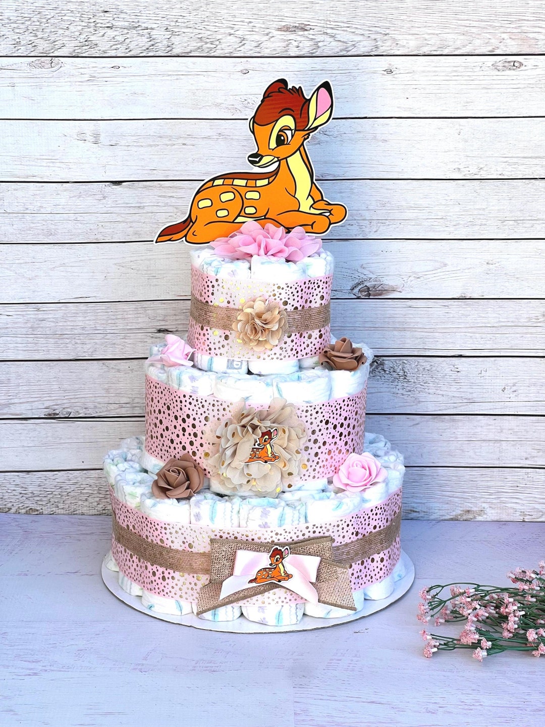 Deer Diaper Cake Girl Deer Baby Shower Girl Centerpiece Baby