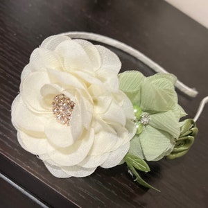 Ceinture de fille verte crème et sauge, ceinture de fille de fleur, ceinture de ceinture de fleur pour tout-petits, ceinture de ceinture vert ivoire pour filles, ceinture de mariée, ceinture de demoiselle d'honneur image 3