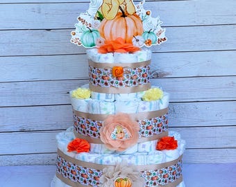 Classic Pooh Pumpkin Diaper Cake Pumpkin Baby Shower Gender Neutral Baby Shower Table Centerpiece Decoration Fall Pumpkin Decoration
