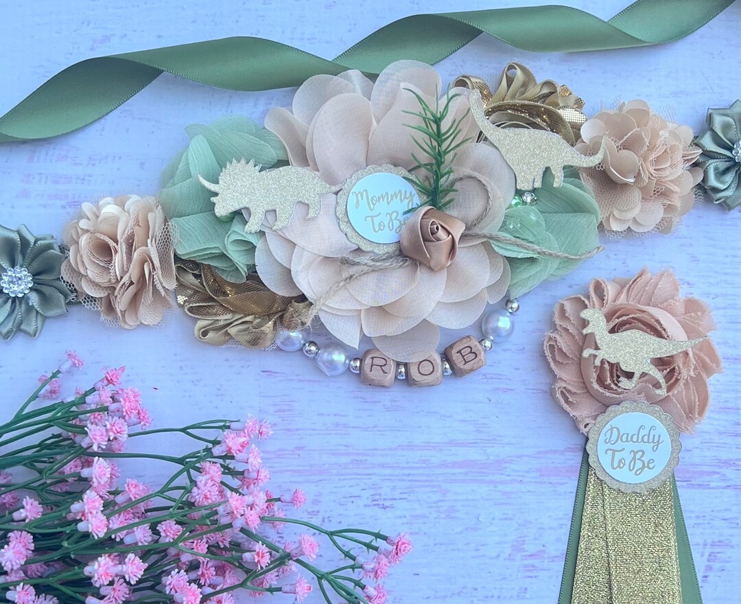 Dinosaur Baby Shower Sash Dinosaur Mayernity Belt Pregnancy  display picture 3