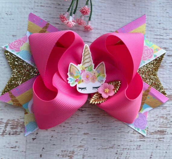 barrette noeud licorne mèche cheveux 40cm pastel