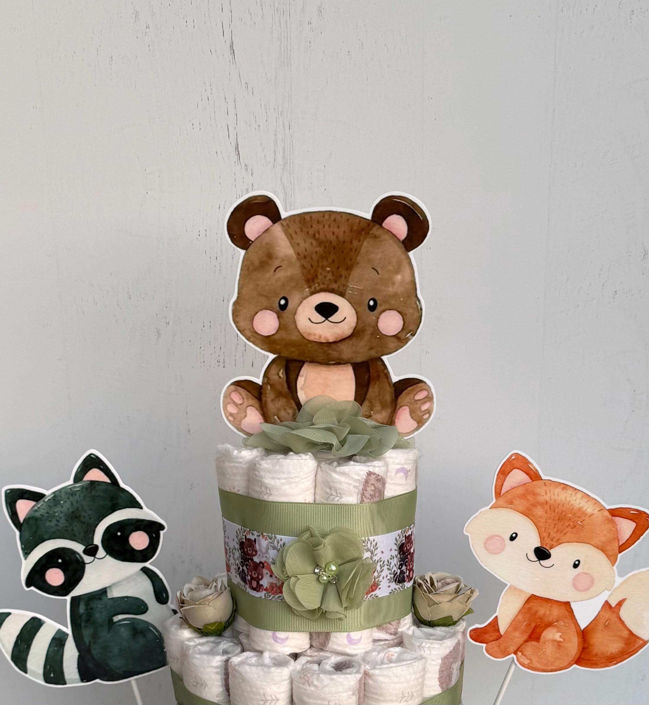 Woodland Diaper Cake ,3 Tier Baby Shower Centerpiece - Etsy