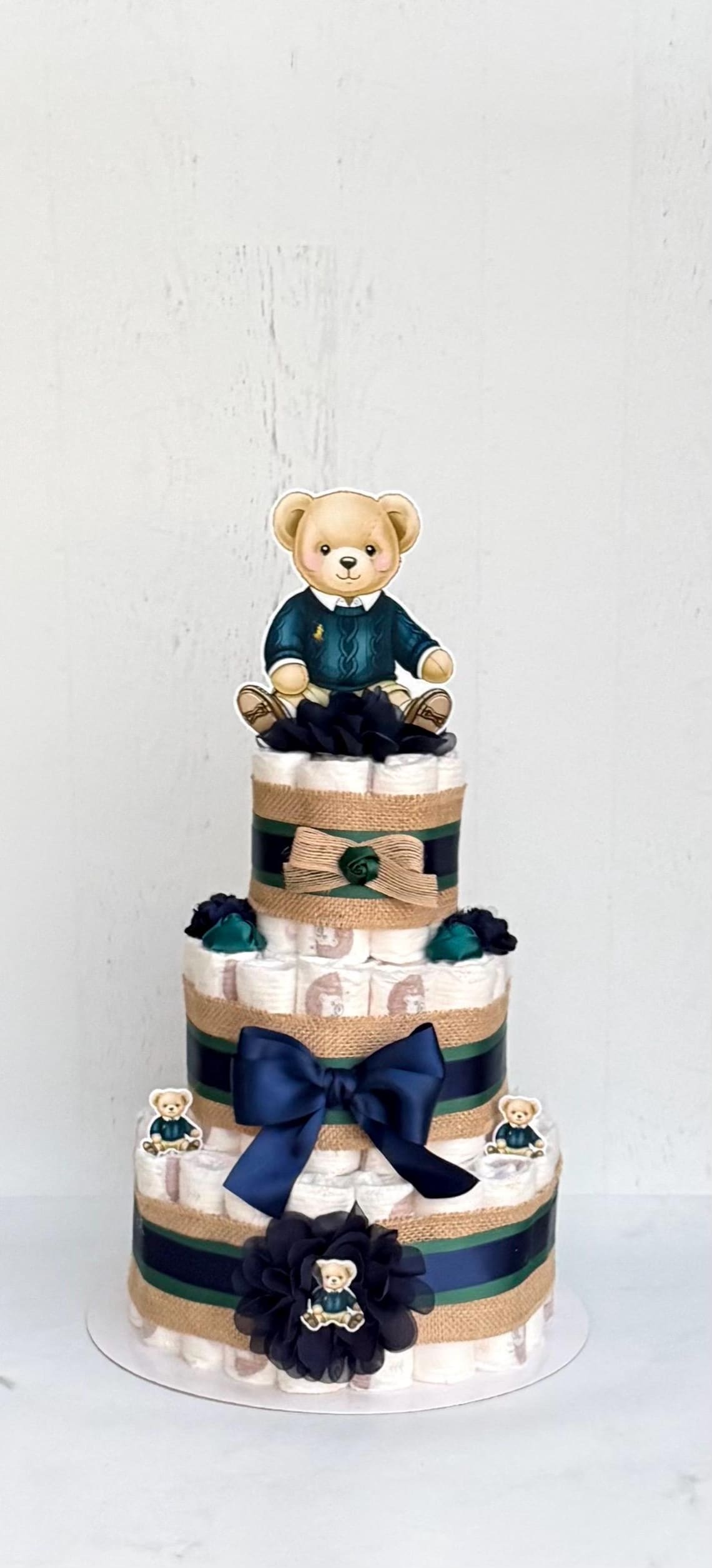 Polo Teddy Bear Diaper Cake, 3 Tier Baby Shower Centerpieces - Etsy