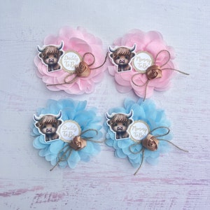 Highland Cow Baby Shower Pins Boho Cow Baby Shower Corsages Baby Shower Pins Mommy and Daddy Pins Holy Cow Baby Shower Pins Grandma Pins