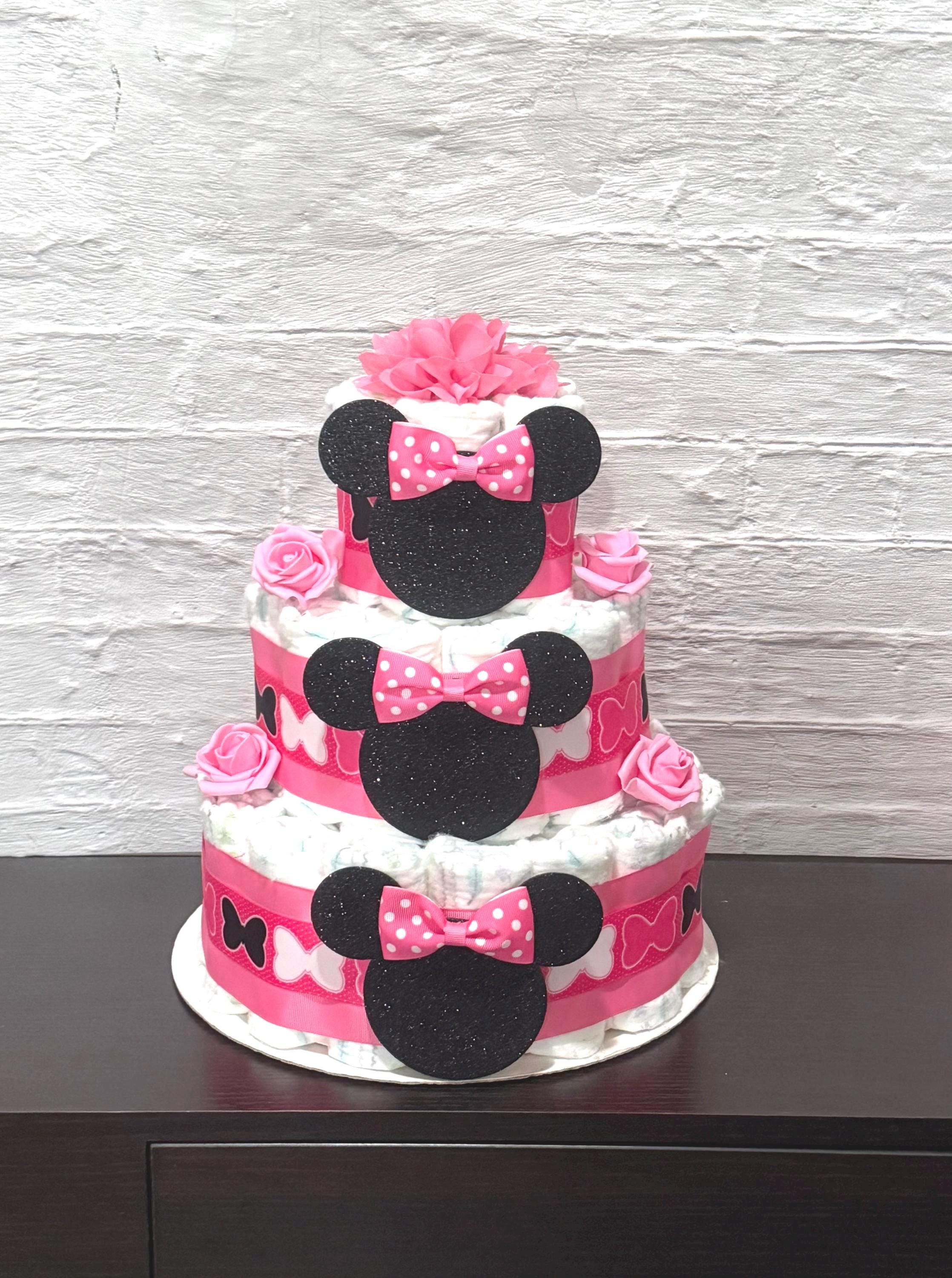 Minnie Mouse Diaper Cake Baby Shower, Baby Shower Centerpieces ...