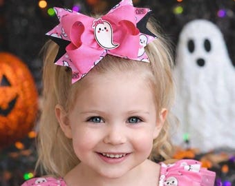 Lazo para el pelo de Halloween con diseño de fantasma: cinta de grogrén, accesorio para la temporada espeluznante