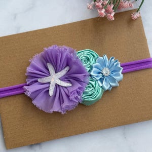 Mermaid headband Mermaid baby headband Little Mermaid Headbands  Under the Sea headband Mermaid birthday party Lavender Aqua Blue Headband