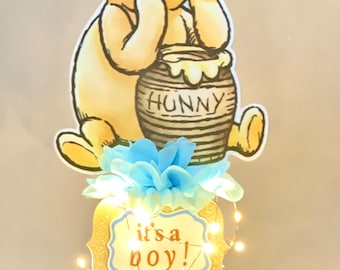 Classic Winnie The Pooh Baby Shower Centerpiece Classic Pooh Baby Shower Decoration Baby Shower Boy Table Centerpiece With Fairy Light