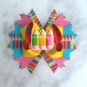 Back to School Pencil Hair Bow | Teacher Gift | Girls School Hair Clip | Pencil Hair Accessory | First Day of School Bow | Schoolgirl Bow