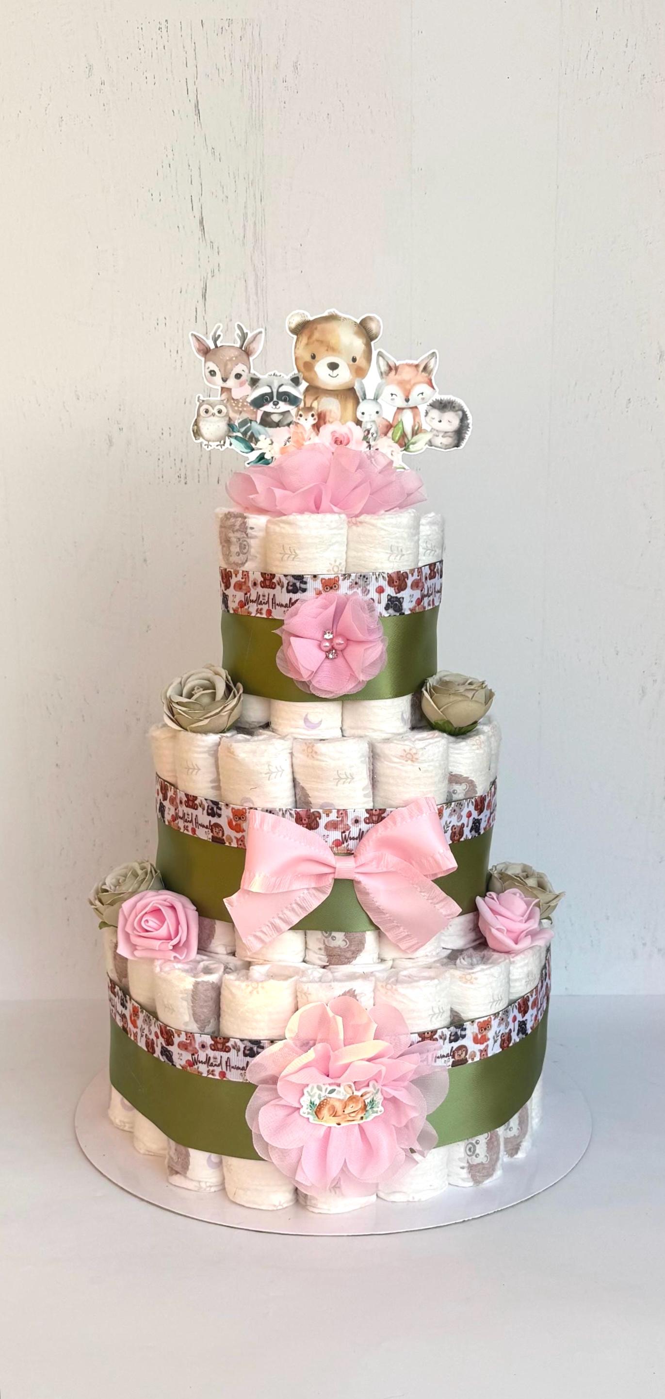 Girl Woodland Diaper Cake Baby Shower Centerpiece Gift - Etsy