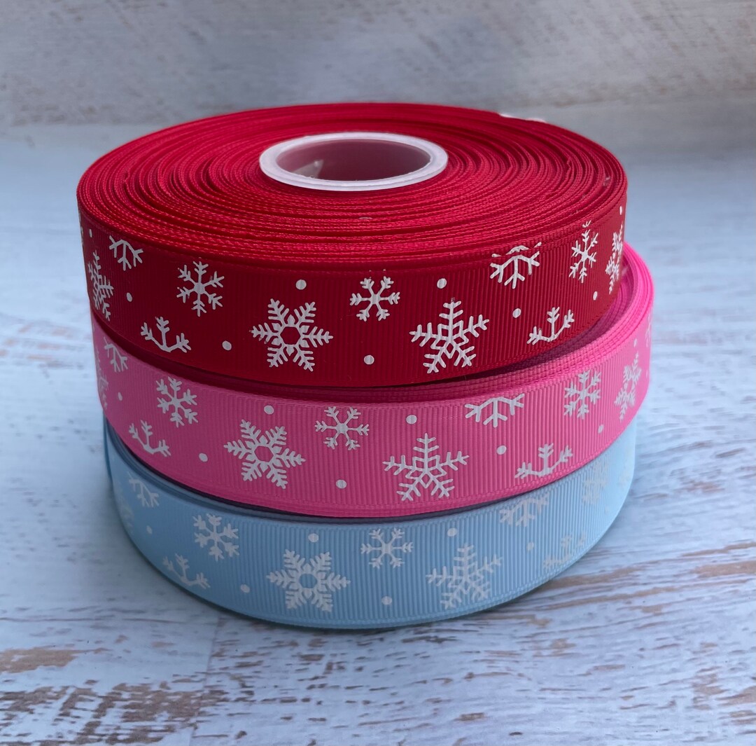Snowflake Ribbon Pattern 7/8” Snowflakes Grosgrain Ribbon, 3 Yards Snowflakes Ribbons ,holiday ...