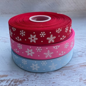 7/8” Snowflakes Grosgrain Ribbon, 3 yards Snowflakes Ribbons ,Holiday Grosgrain Ribbon, Winter Snowflakes Ribbon ,Christmas Ribbon