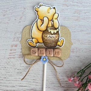 Classic Pooh Cake Topper ,Winnie the Pooh Centerpiece, Classic Pooh Baby Shower Boy / Girl Diaper Cake Topper , Baby Shower Decoration