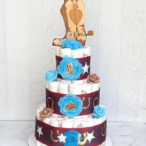 Cowboy Diaper Cake for Boy, Western Baby Shower Gift, Cowboy Baby Shower Decoration, Rustic Table Centerpiece, Newborn Gift ,Baby Shower Boy