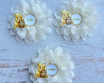 Classic Winnie The Pooh Baby Shower Corsage Family Pin Baby Shower Family Corsage  Classic Pooh Baby Shower Pin Pooh Baby Shower