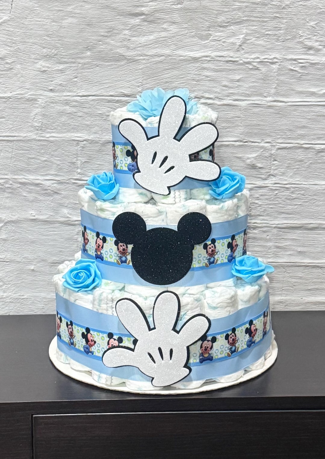 Mickey Mouse Diaper Cake Baby Mickey Baby Shower Centerpiece Decoration,  Baby Shower Gift ,baby Shower Decoration, Diaper Cake Boy