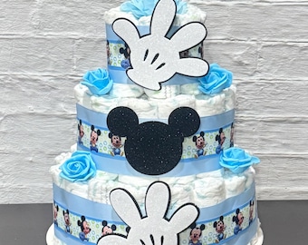 Mickey Mouse Diaper Cake Baby Mickey Baby Shower Centerpiece Decoration, Baby Shower Gift ,Baby Shower Decoration, Diaper Cake Boy