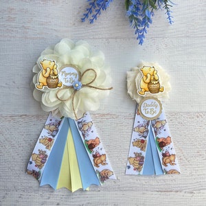 Classic Winnie The Pooh Corsage, Classic Winnie The Pooh Baby Shower Pin Mommy to be Ribbon Mommy to be Pin Mommy Corsage Classic Pooh Pin