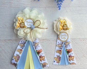Classic Winnie The Pooh Corsage, Classic Winnie The Pooh Baby Shower Pin Mommy to be Ribbon Mommy to be Pin Mommy Corsage Classic Pooh Pin