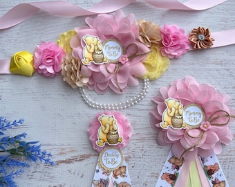 Classic Winnie the Pooh Baby Shower Sash ,Pink Classic Winnie The Pooh Maternity Sash ,Mommy to be Sash ,Classic Pooh Sash ,Baby Shower Girl