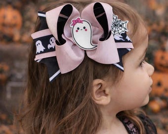 Lazo para el cabello con forma de fantasma, pinza para el cabello con accesorios de Halloween