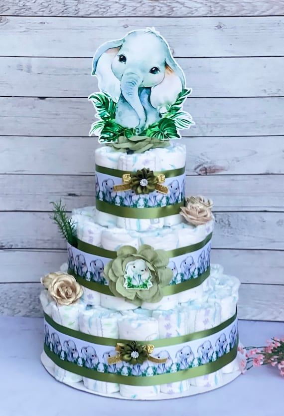 Elephant Baby Shower Diaper Cake Safari Baby Shower Elephant Baby