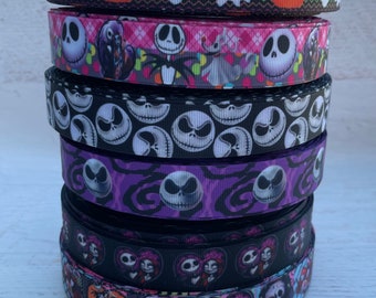 Cinta de grosgrain de Halloween de 7/8", cintas de Halloween de 3 yardas, cinta de pesadilla de Jack de maíz de caramelo fantasma