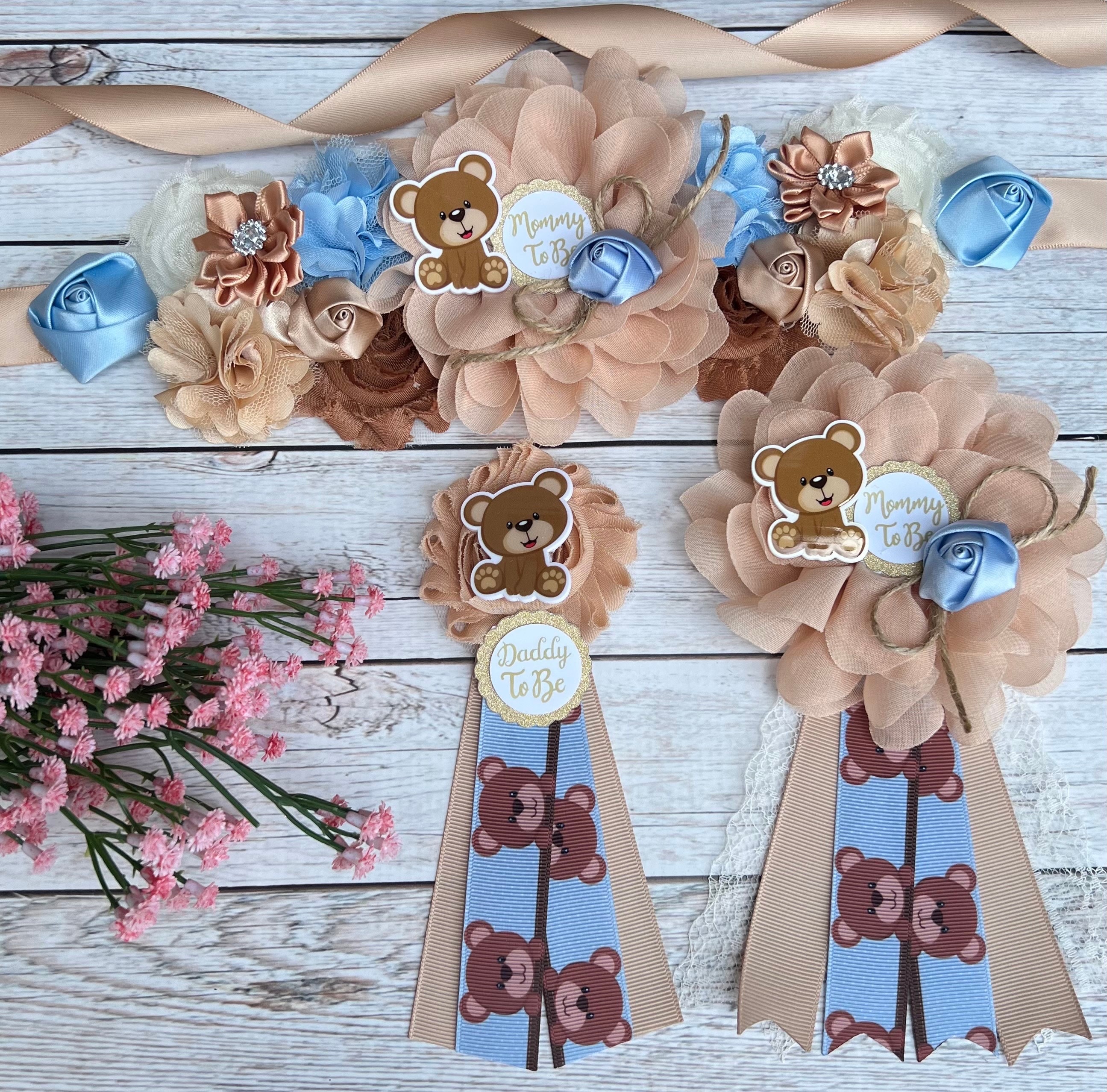 Baby Shower Sash For Mommy And Daddy Boho Teddy Bear Maternity