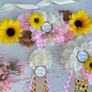 Baby Q Sunflower Baby Shower Sash Baby Q Maternity Sash Bbq Baby Shower Sash Baby Q Baby Shower Girl Mommy to be Sash
