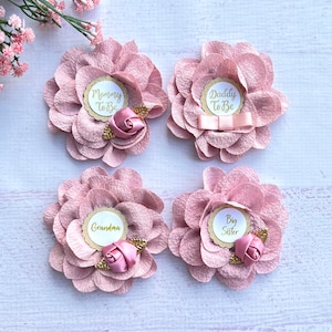 Boho Blush Pink Baby Shower Pin ,Baby Shower Girl ,Family Pin ,Mommy and Daddy Pins ,Pink Boho Baby Shower ,Baby Shower Corsage, Grandma Pin