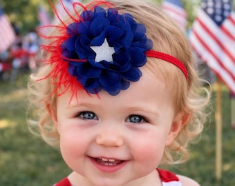 Patriotiskt babyhårband, amerikansk flagga i nylon, tillbehör till nyfödd flicka
