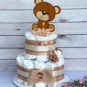 Teddy Bear Diaper Cake Teddy Bear Gender Neutral Baby Shower Shower Table Centerpiece Shower Decoration Teddy Bear Decor Baby Shower Gift