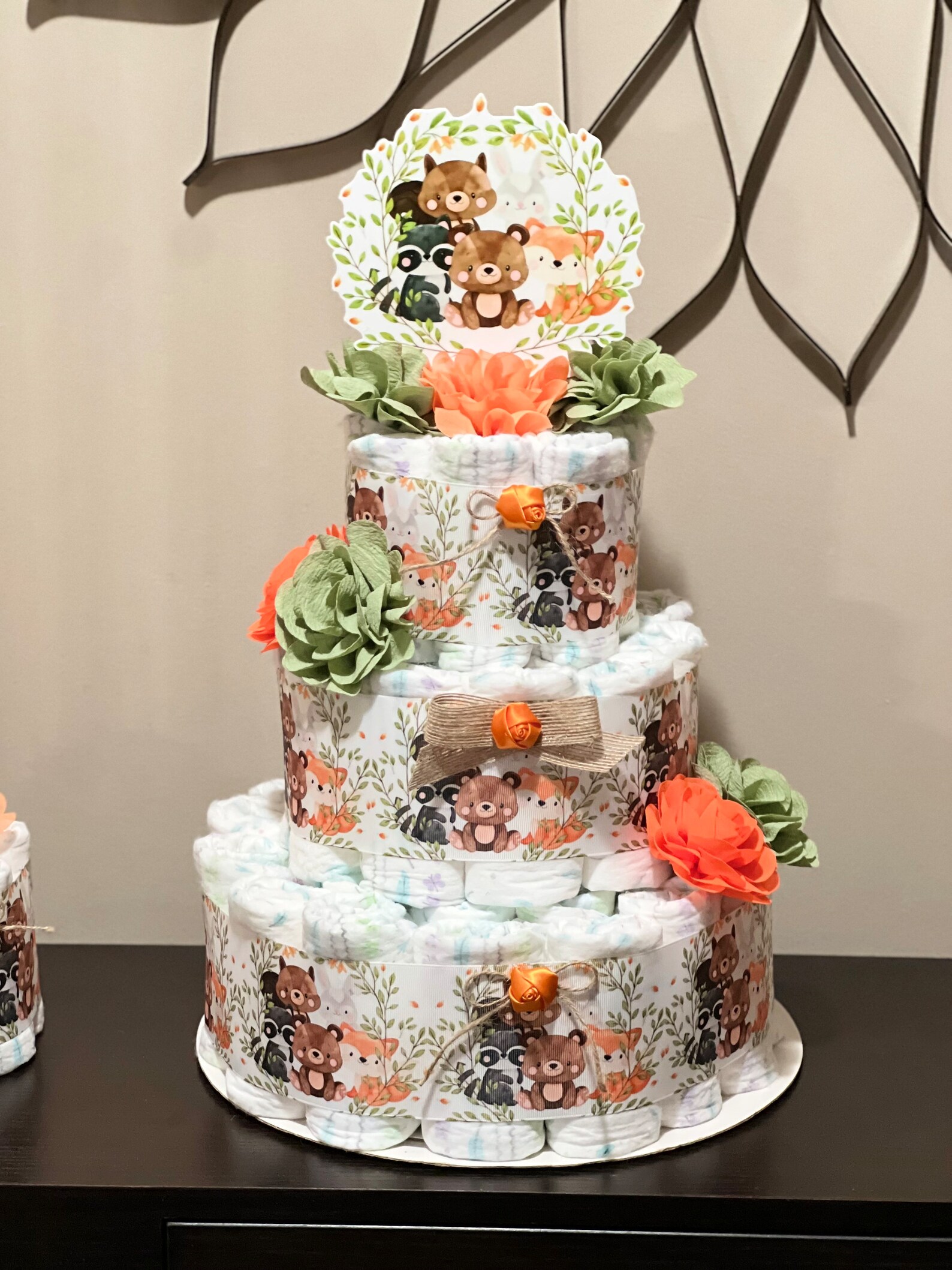 Set of 3 Woodland Baby Shower Diaper Cake Boy Woodland Centerpieces ...