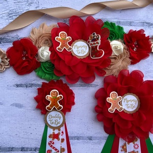 Gingerbread Man Baby Shower Sash ,Gender Neutral Baby Shower Maternity Sash Winter Gingerbread Man Maternity Belt Mommy to be Pregnancy Sash