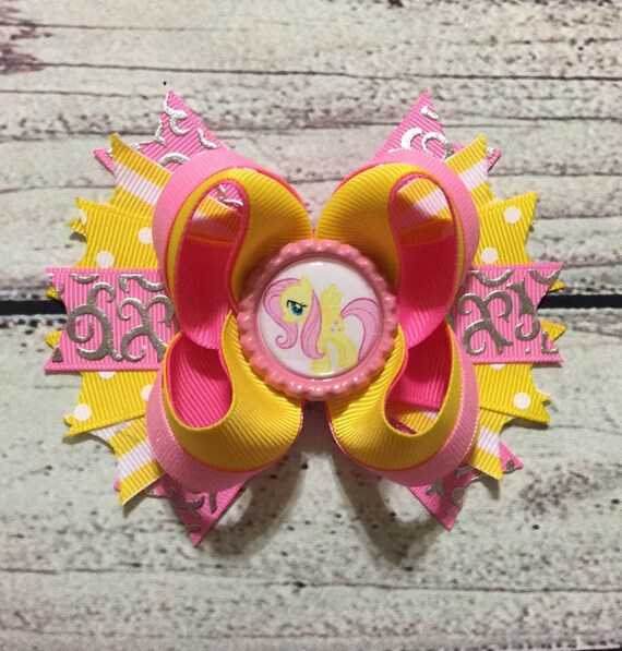 My Little Pony Hair Bow Fluttershy Hair Bow Girls Hair Bows My Etsy