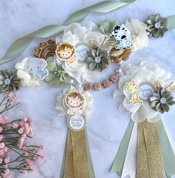 Safari Baby Shower Sash Jungle Safari Maternity Sash Pregnancy