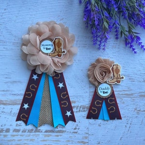 Cowboy Baby Shower Pin, Cowboy Mommy To Be Corsage ,Mommy To Be Ribbon , Cowboy Corsage, Mommy to be Pin , Western Baby Shower