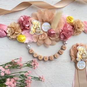 Classic Winnie The Pooh Baby Shower Sash Classic Winnie The Pooh Maternity Sash Winnie The Pooh Baby Shower Girl Pregnancy Sash Baby Bump