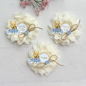 Classic Winnie The Pooh Baby Shower Corsage Family Pins Baby Shower Family Corsages Classic Pooh Baby Shower Boy Pooh Baby Shower