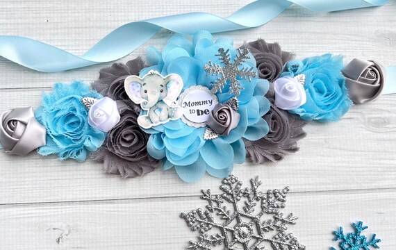 Winter Elephant Baby Shower, Snowflake Elephant Baby Shower Sash