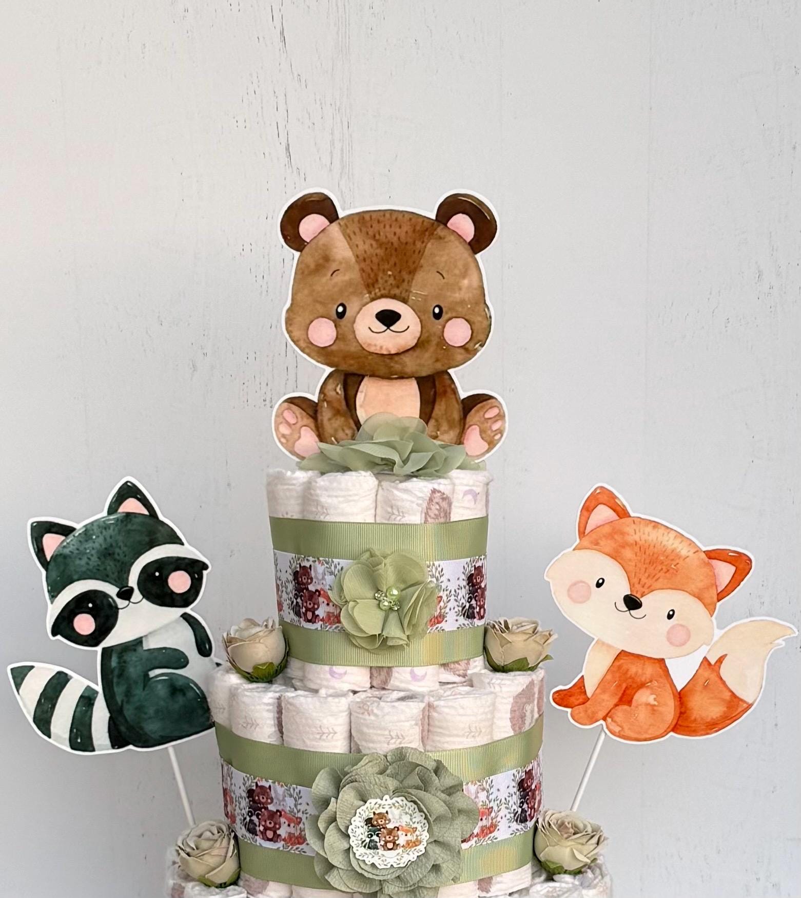 Woodland Diaper Cake ,3 Tier Baby Shower Centerpiece - Etsy