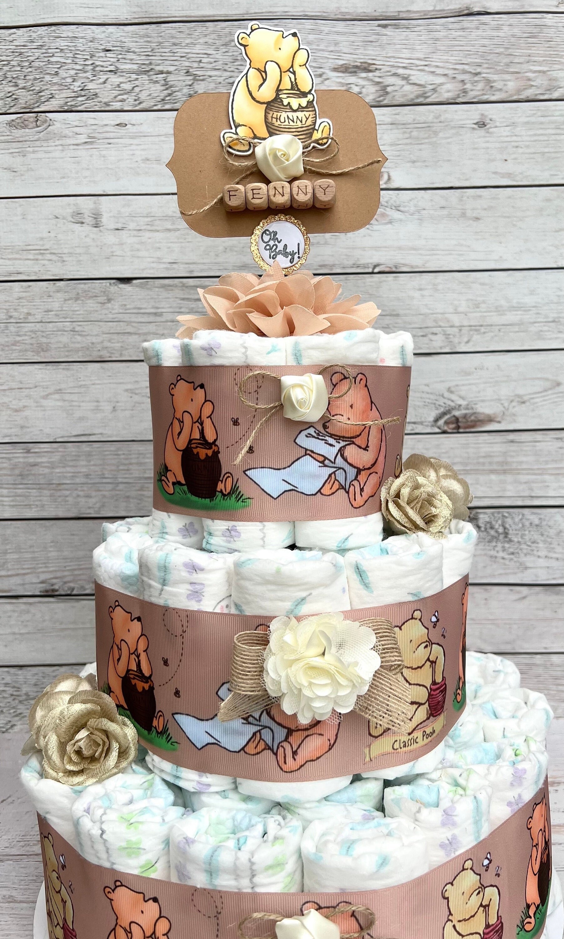Classic Pooh Baby Shower Diaper Cake Classic Pooh Diaper Cake Boy Winnie The Pooh Baby Shower Gift Baby Shower Decoration
