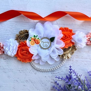 Orange Baby Shower Maternity Sash, Gender Neutral Cutie Mommy Sash