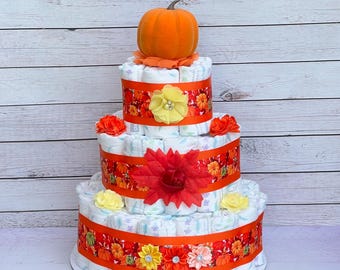 Pumpkin Diaper Cake Little Pumpkin Baby Shower Gender Neutral Baby Shower Decoration Table Centerpiece Decoration Fall Pumpkin Decoration