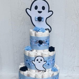 Ghost Diaper Cake Boy , Ghost Baby Shower Boy ,Halloween Baby Shower ,Baby Shower Gift, Halloween Baby Shower Decoration, Centerpiece
